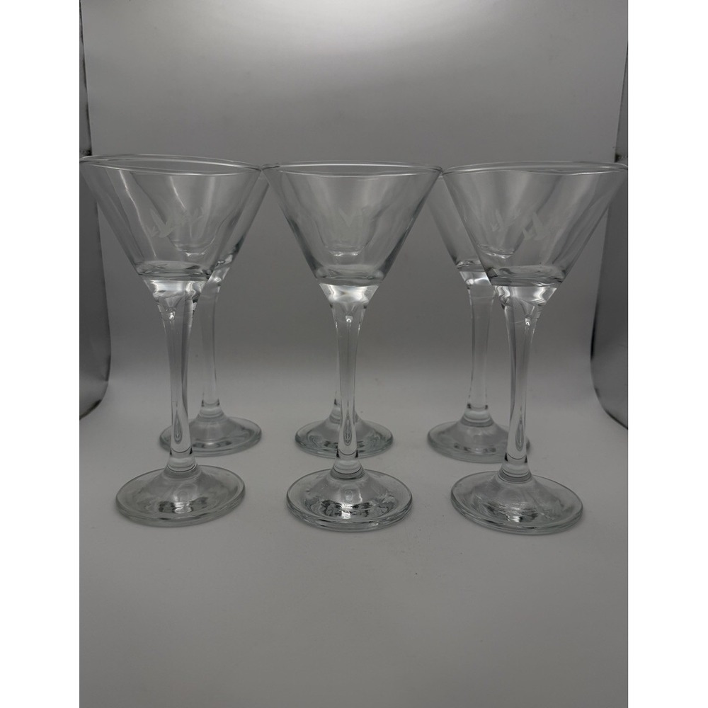 Grey Goose Vodka Martini Glasses Set of 6 Etched Flying Geese Cocktail Stemware